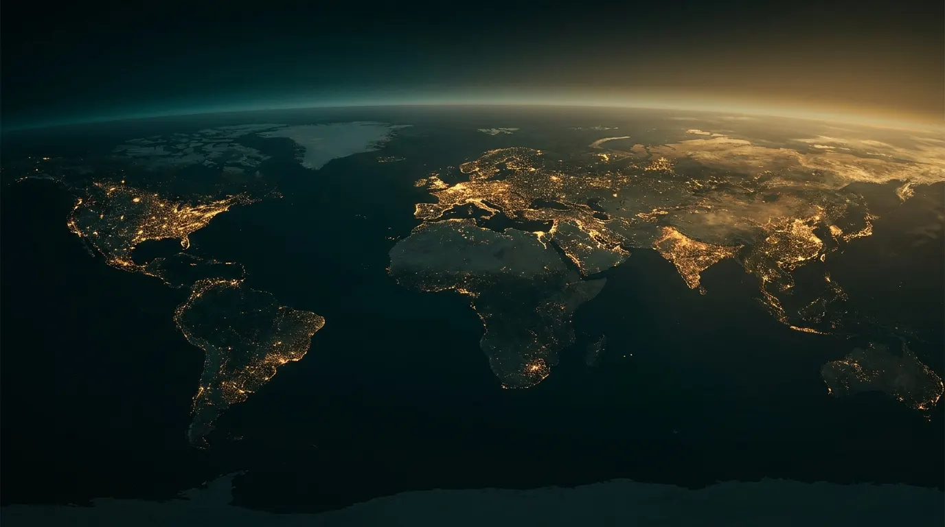 Global network of city lights at night